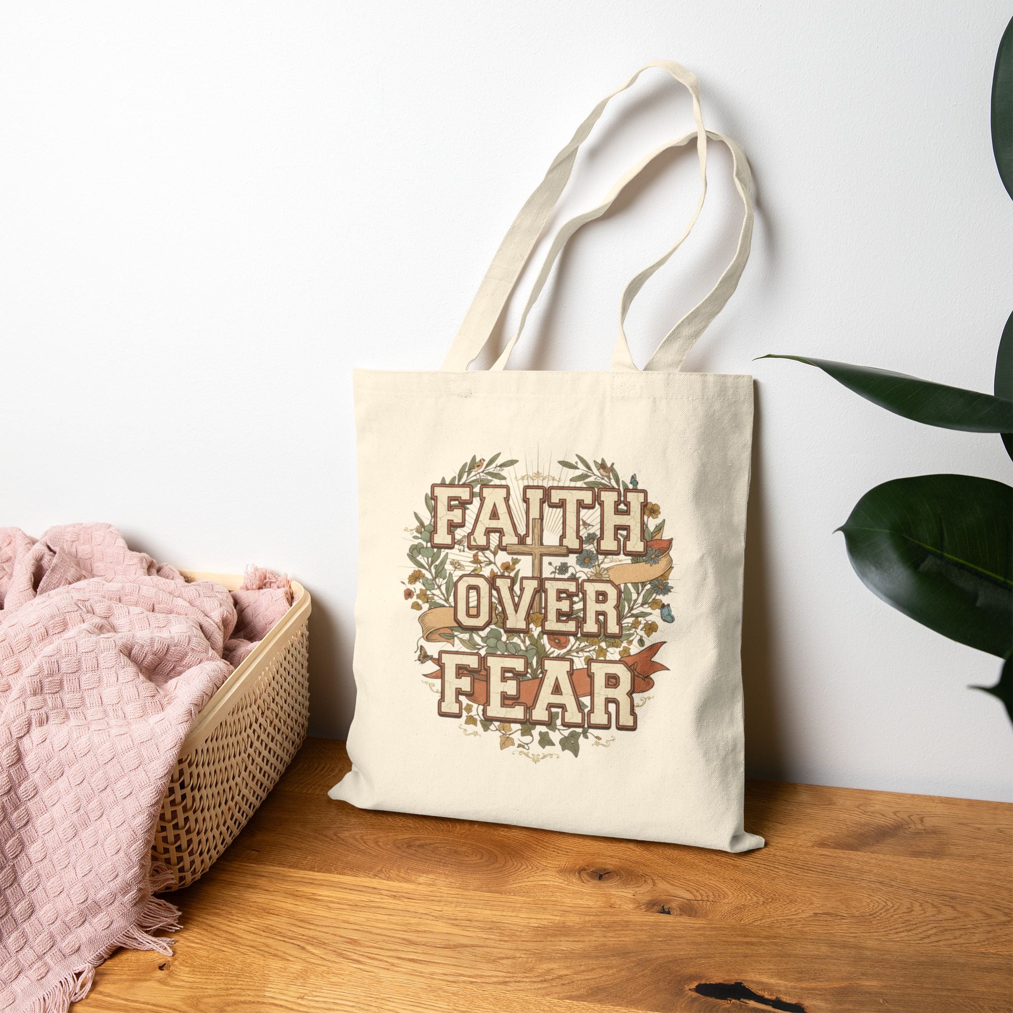 Faith Over Fear Canvas Tote Bag