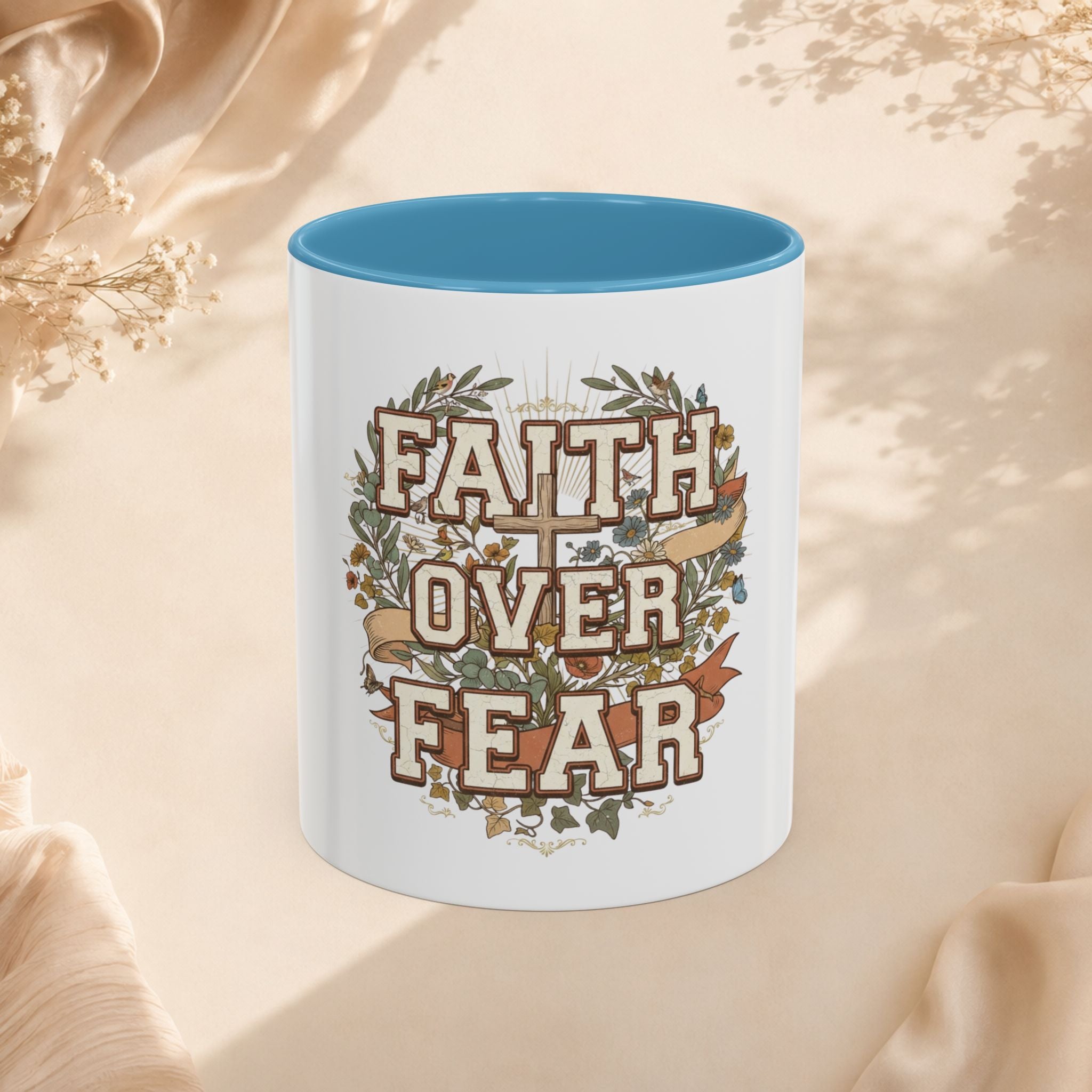 Faith Over Fear Accent Coffee Mug (11, 15oz)