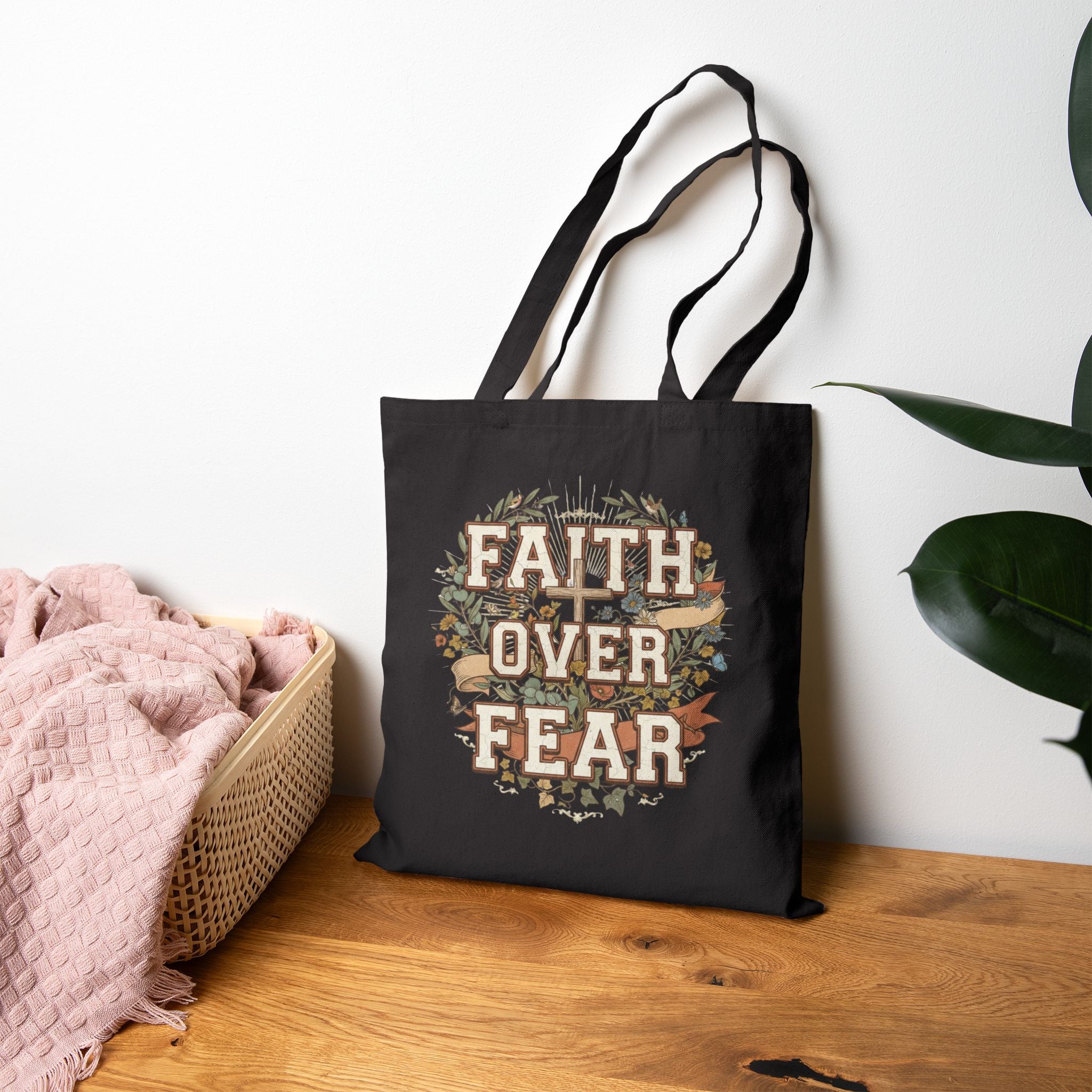Faith Over Fear Canvas Tote Bag
