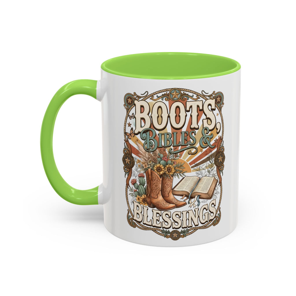 Boots Bibles Blessings Mug — Country Western Coffee Cup (11oz/15oz)