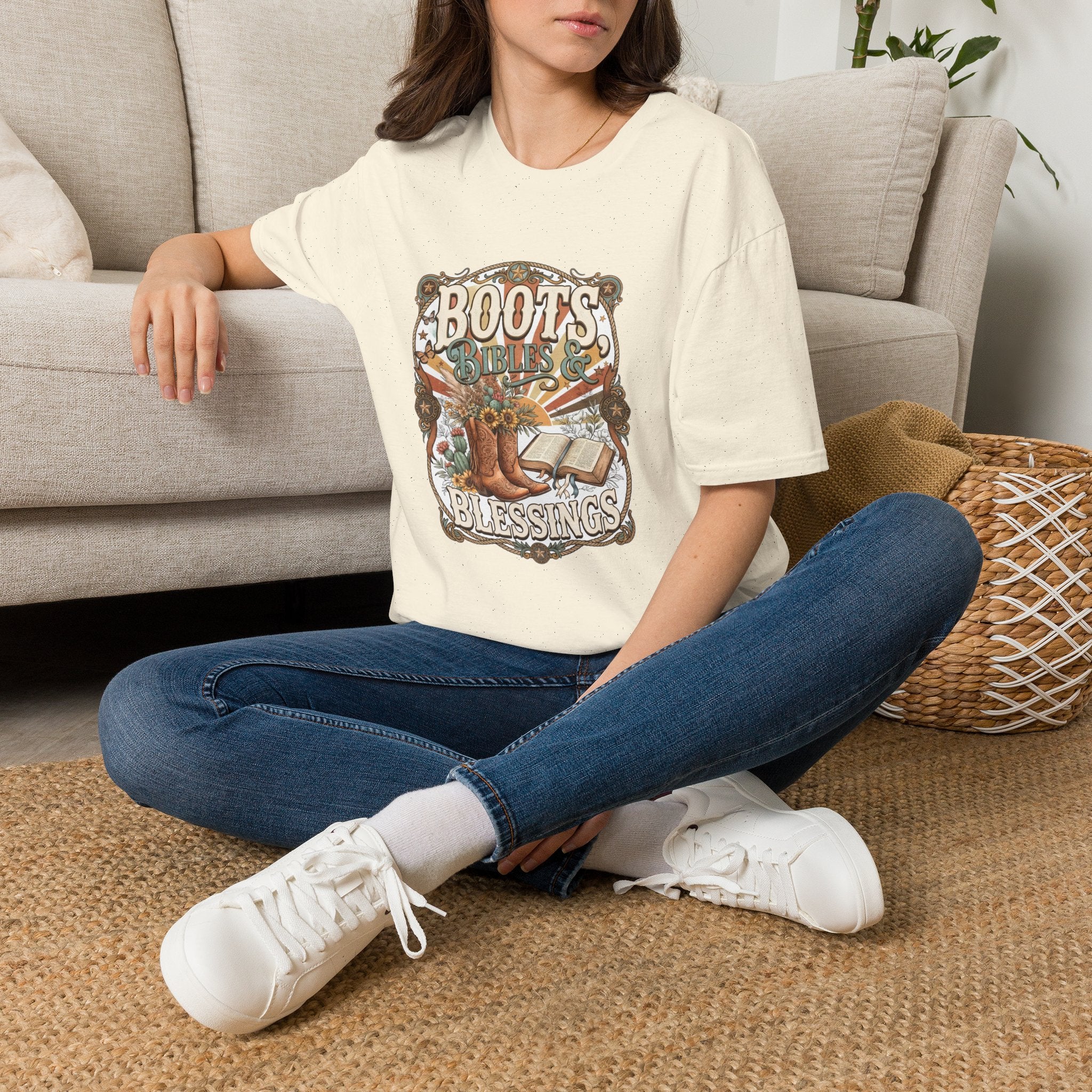 Boots Bibles & Blessings T-Shirt — Western Faith Graphic Tee