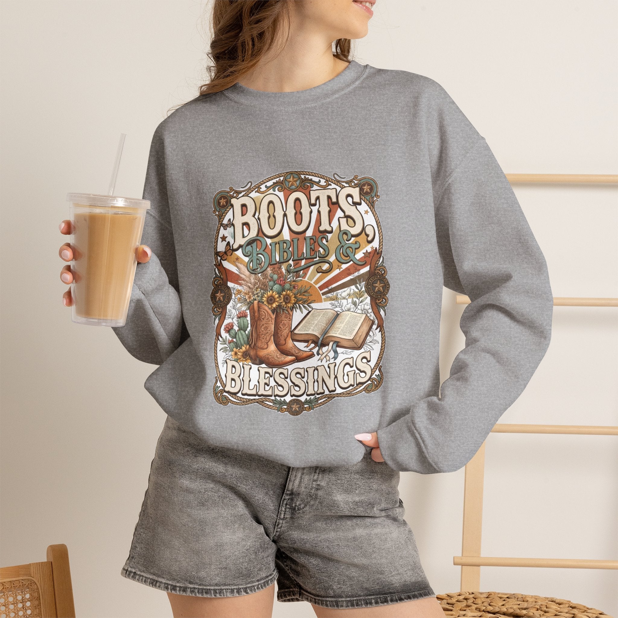 Boots, Bibles & Blessings Crewneck Sweatshirt