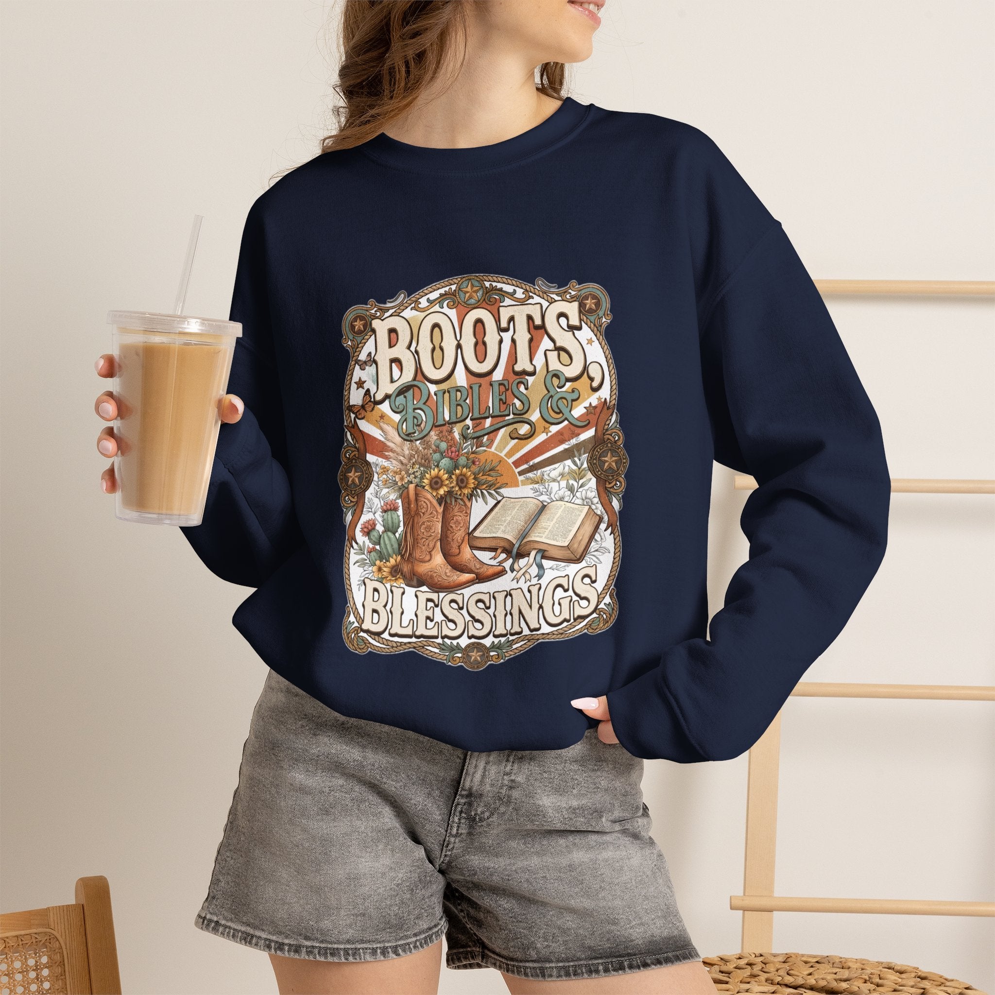 Boots, Bibles & Blessings Crewneck Sweatshirt
