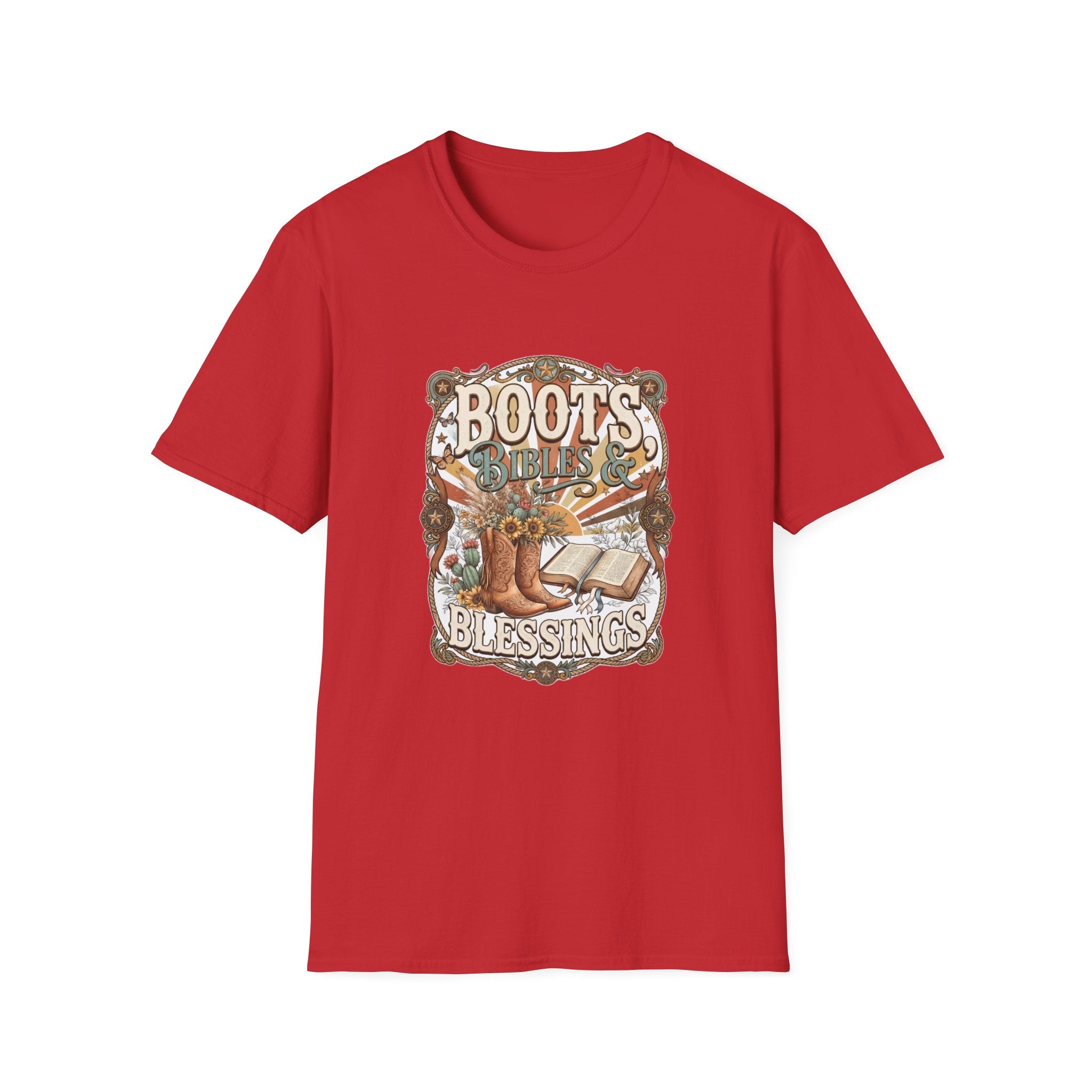 Boots Bibles & Blessings T-Shirt — Western Faith Graphic Tee