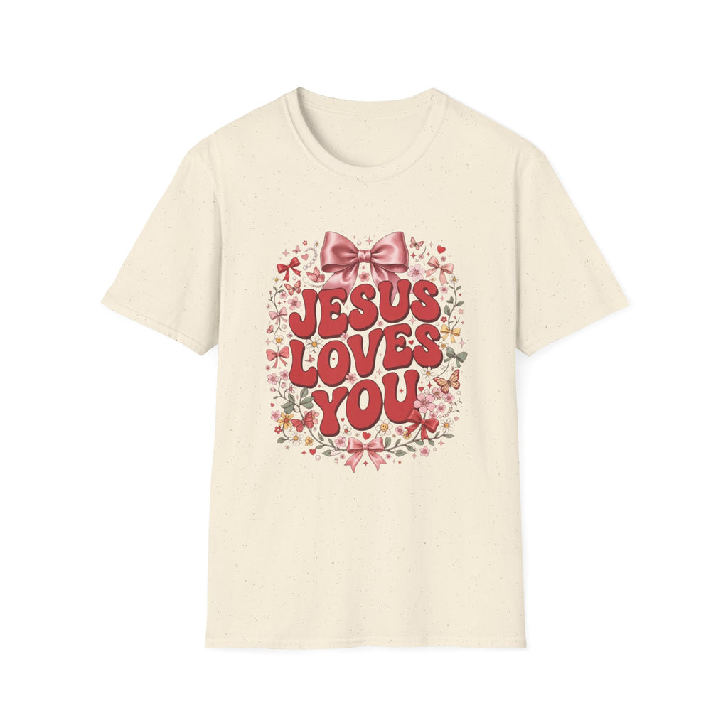 Jesus Loves You T-Shirt — Floral Bow Faith Tee