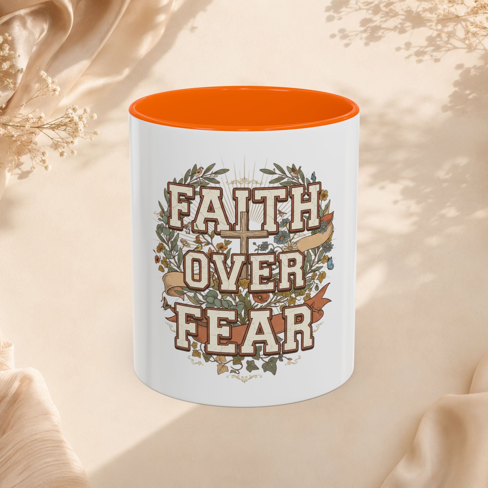 Faith Over Fear Accent Coffee Mug (11, 15oz)