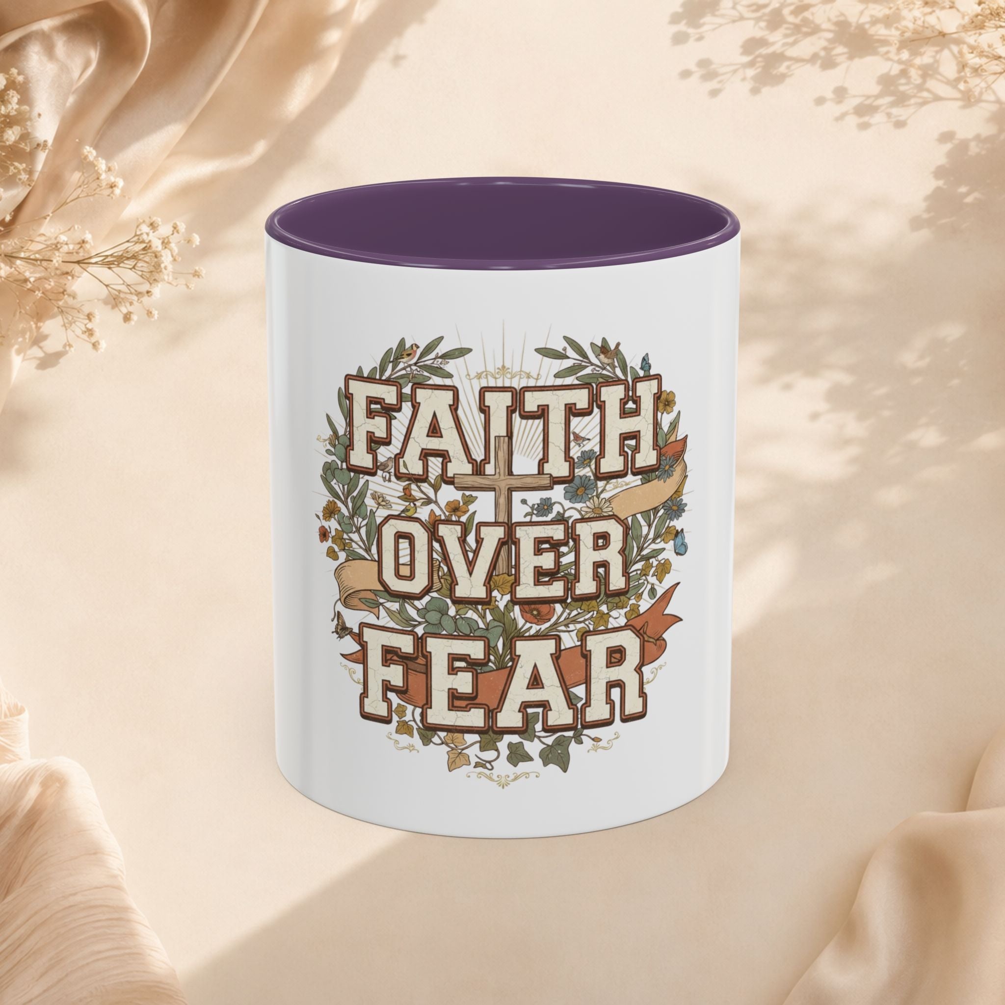 Faith Over Fear Accent Coffee Mug (11, 15oz)