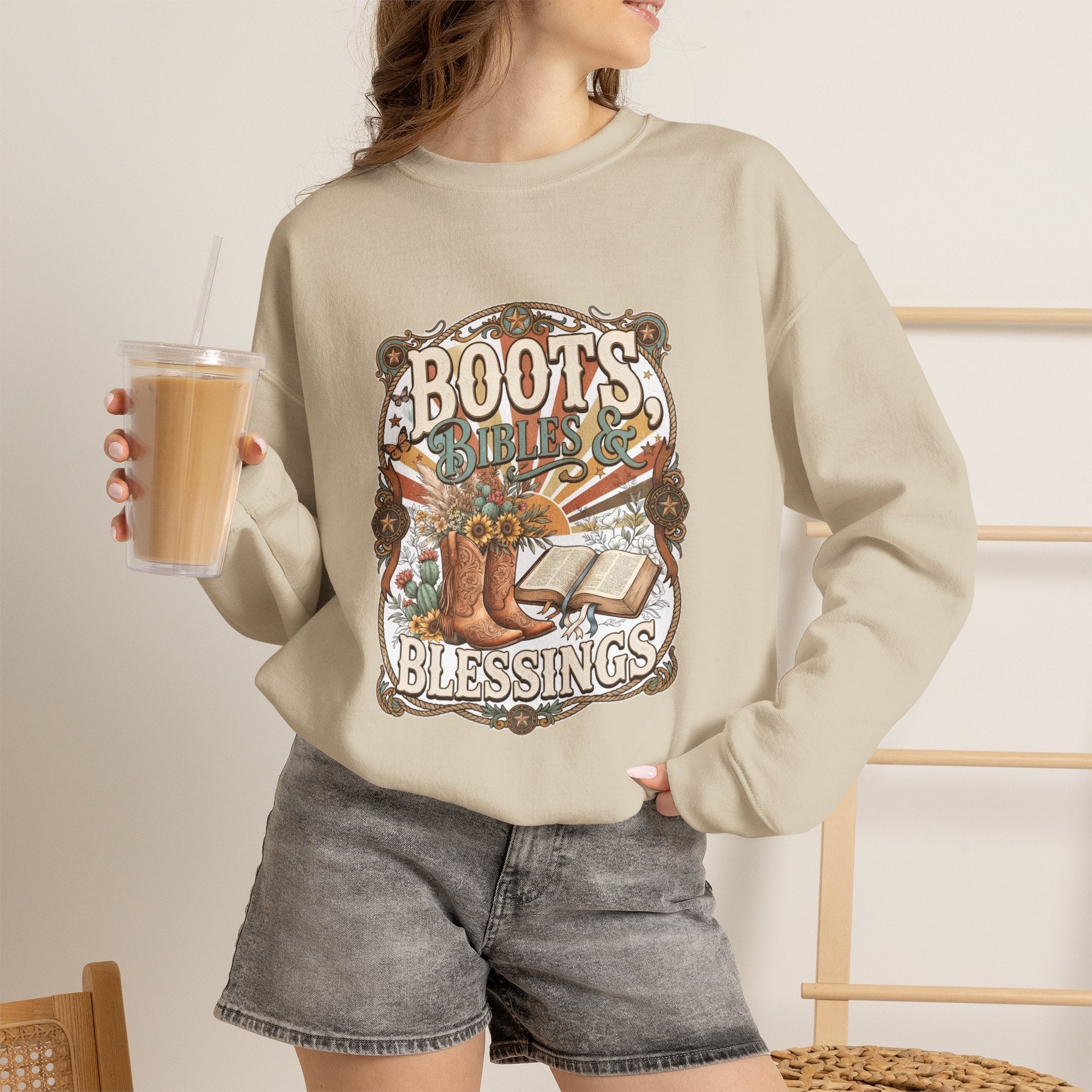 Boots, Bibles & Blessings Crewneck Sweatshirt