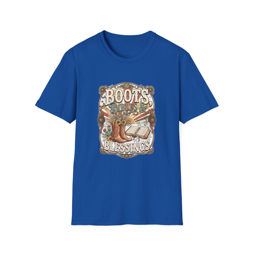 Boots Bibles & Blessings T-Shirt — Western Faith Graphic Tee