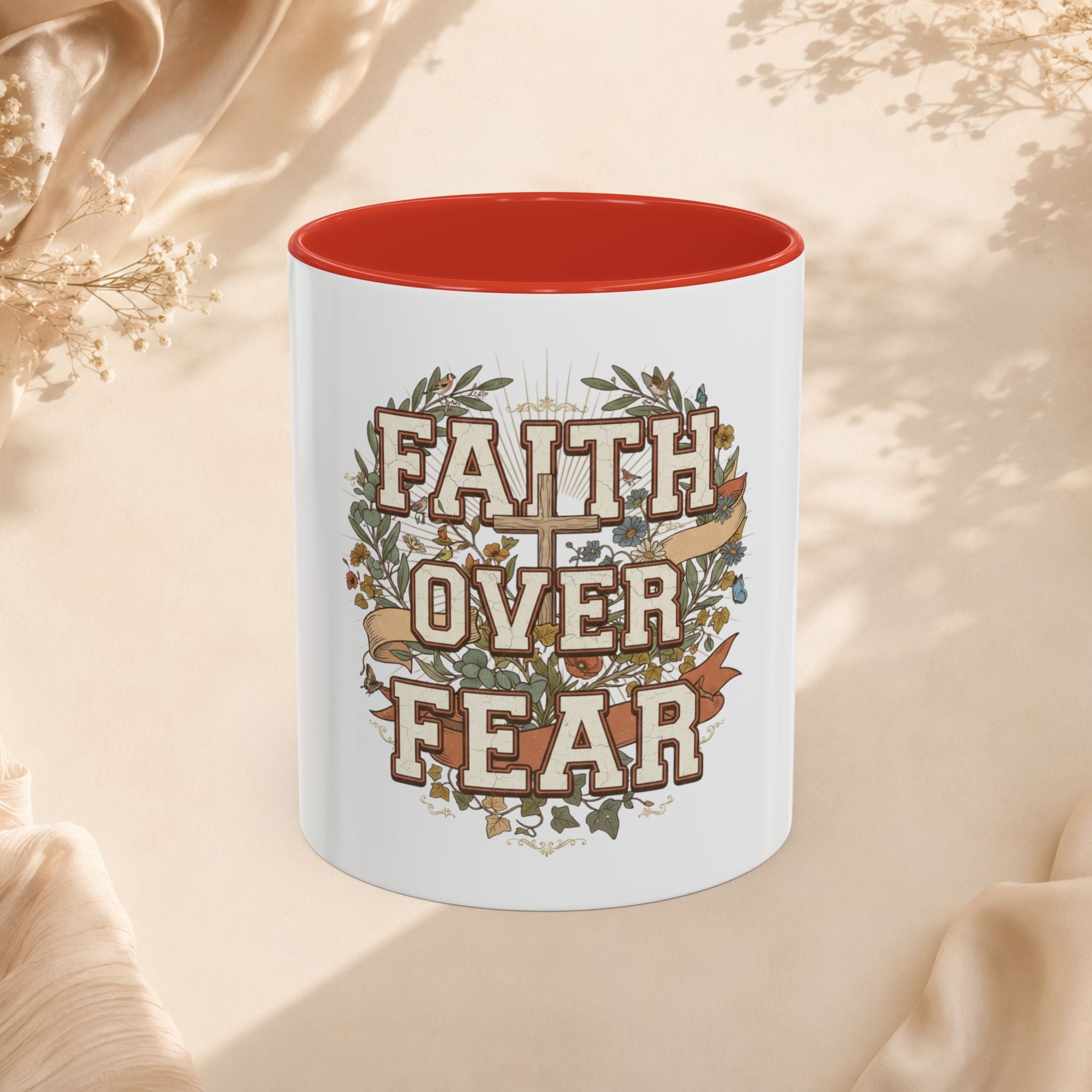 Faith Over Fear Accent Coffee Mug (11, 15oz)