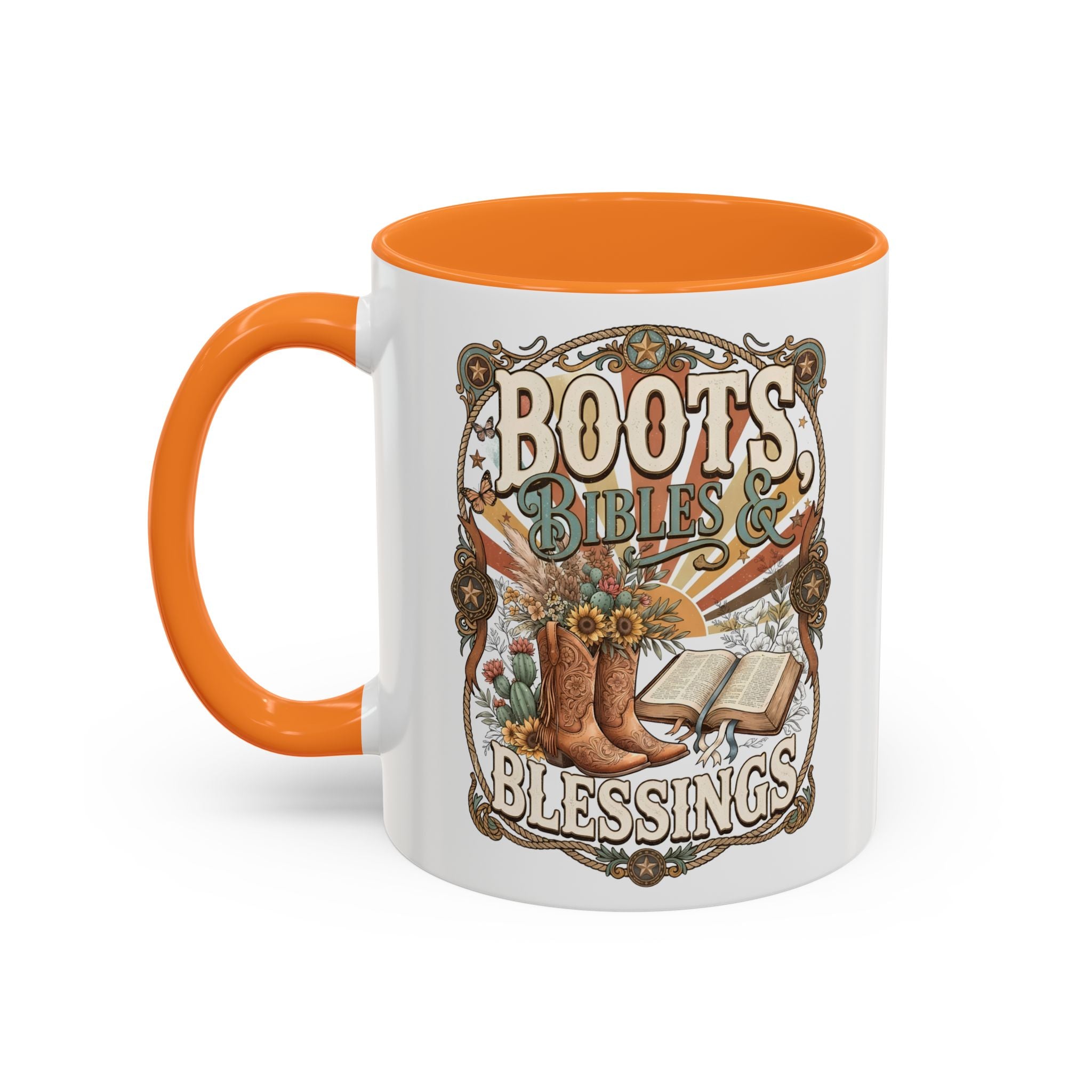Boots Bibles Blessings Mug — Country Western Coffee Cup (11oz/15oz)