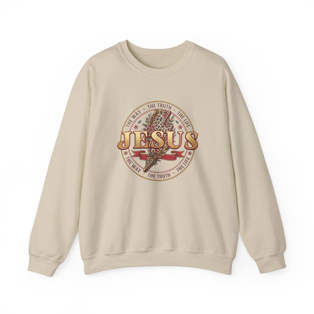 Jesus The Way The Truth The Life Sweatshirt | Christian Crewneck | Faith-Based Unisex Sweatshirt