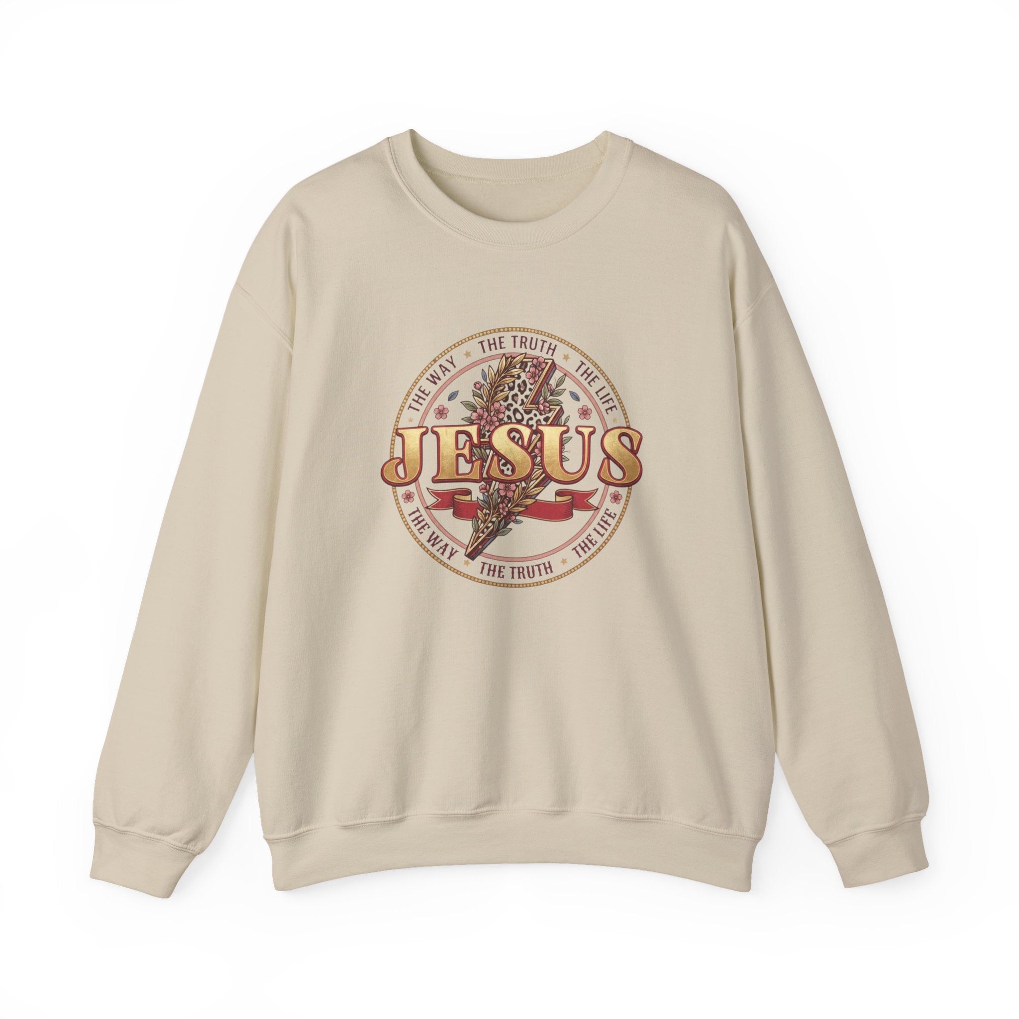 Jesus The Way The Truth The Life Sweatshirt | Christian Crewneck | Faith-Based Unisex Sweatshirt