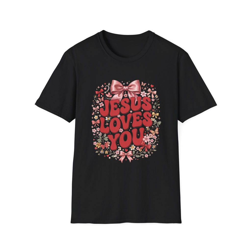 Jesus Loves You T-Shirt — Floral Bow Faith Tee