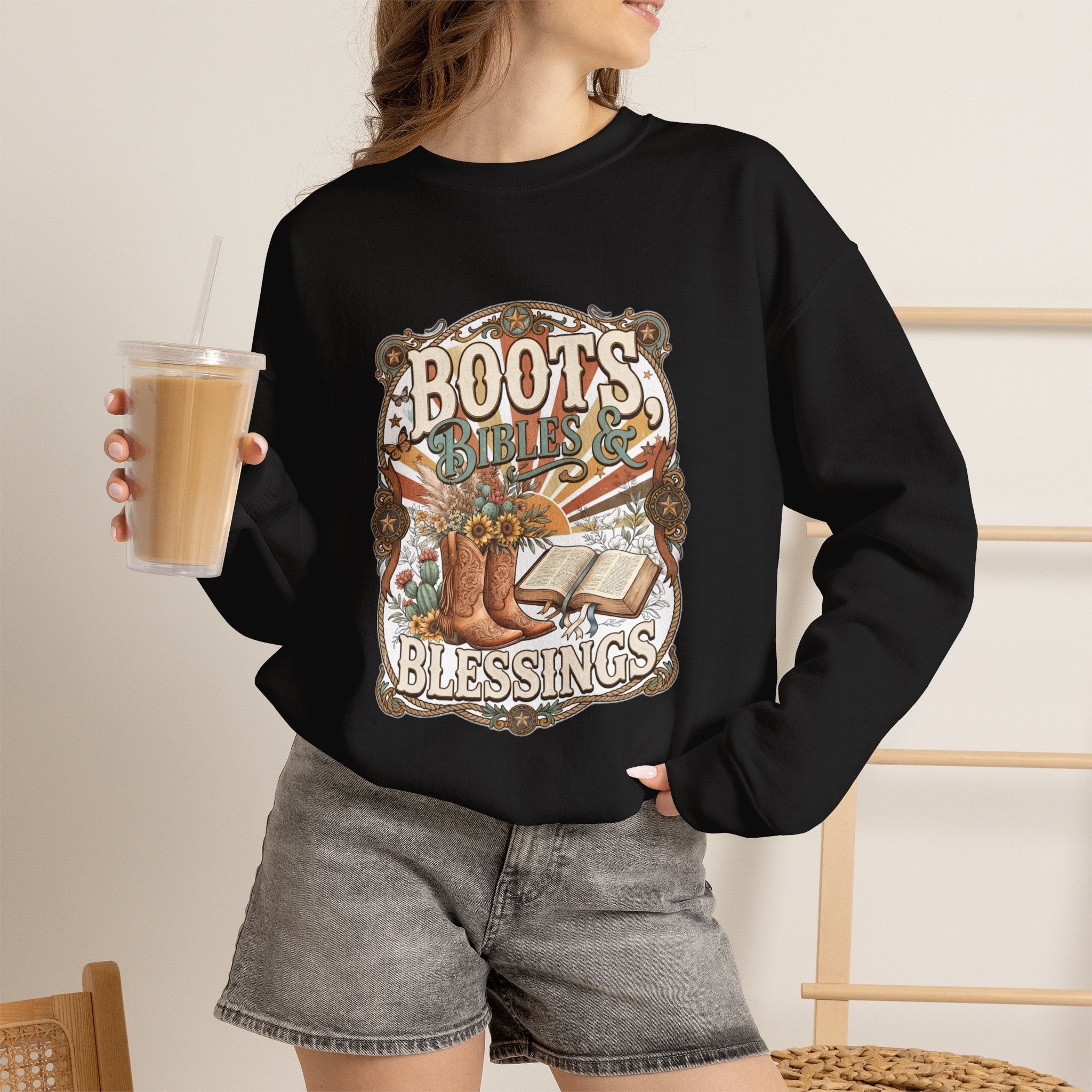 Boots, Bibles & Blessings Crewneck Sweatshirt