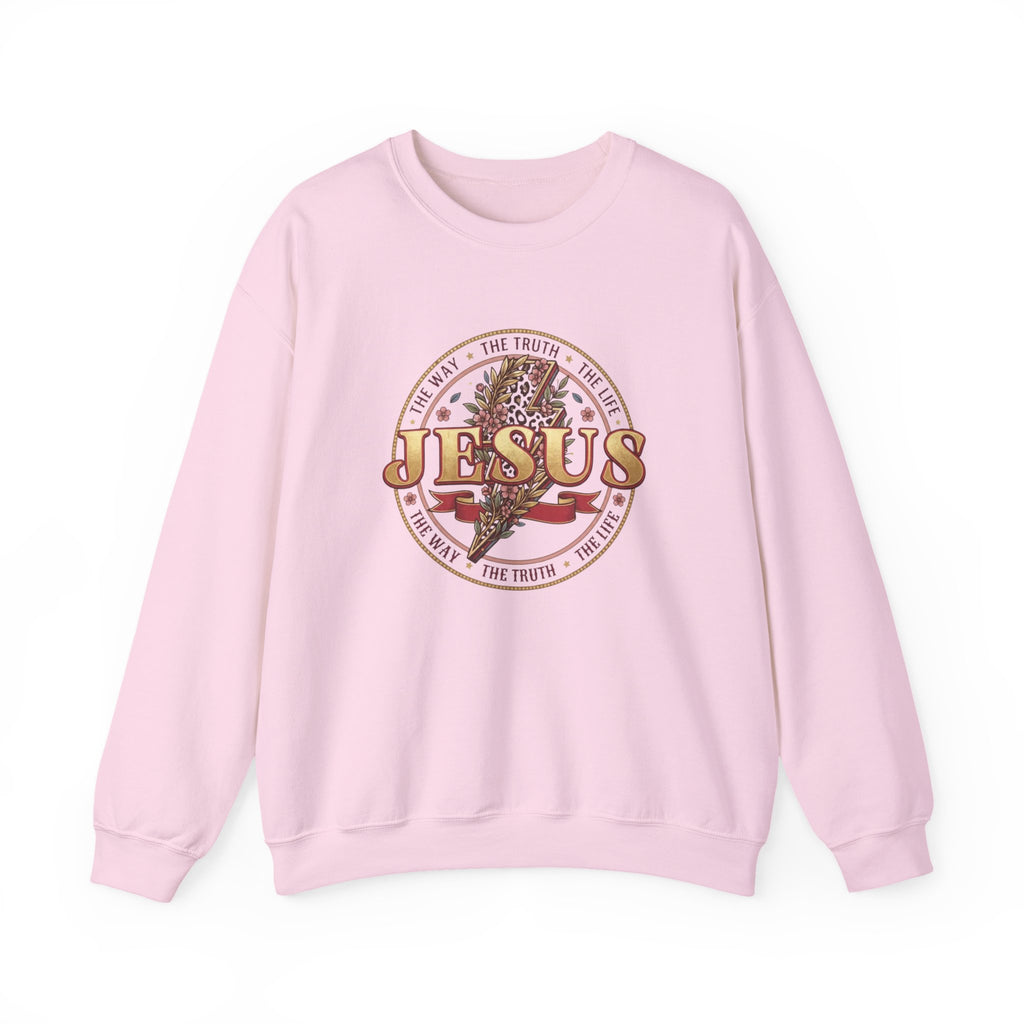 Jesus The Way The Truth The Life Sweatshirt | Christian Crewneck | Faith-Based Unisex Sweatshirt