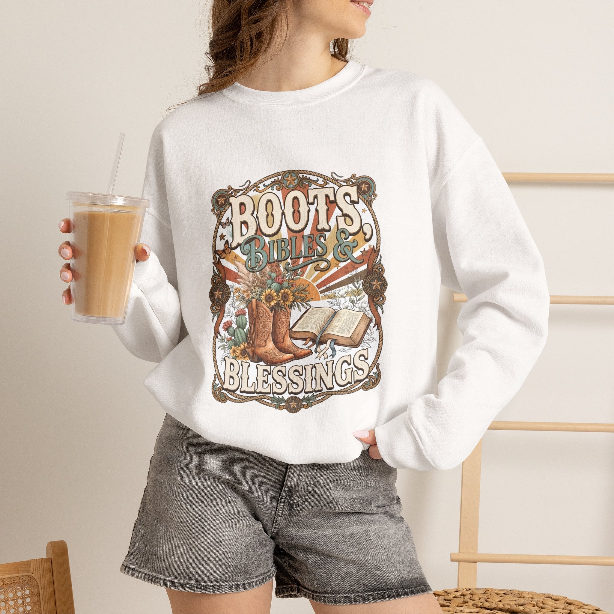 Boots, Bibles & Blessings Crewneck Sweatshirt