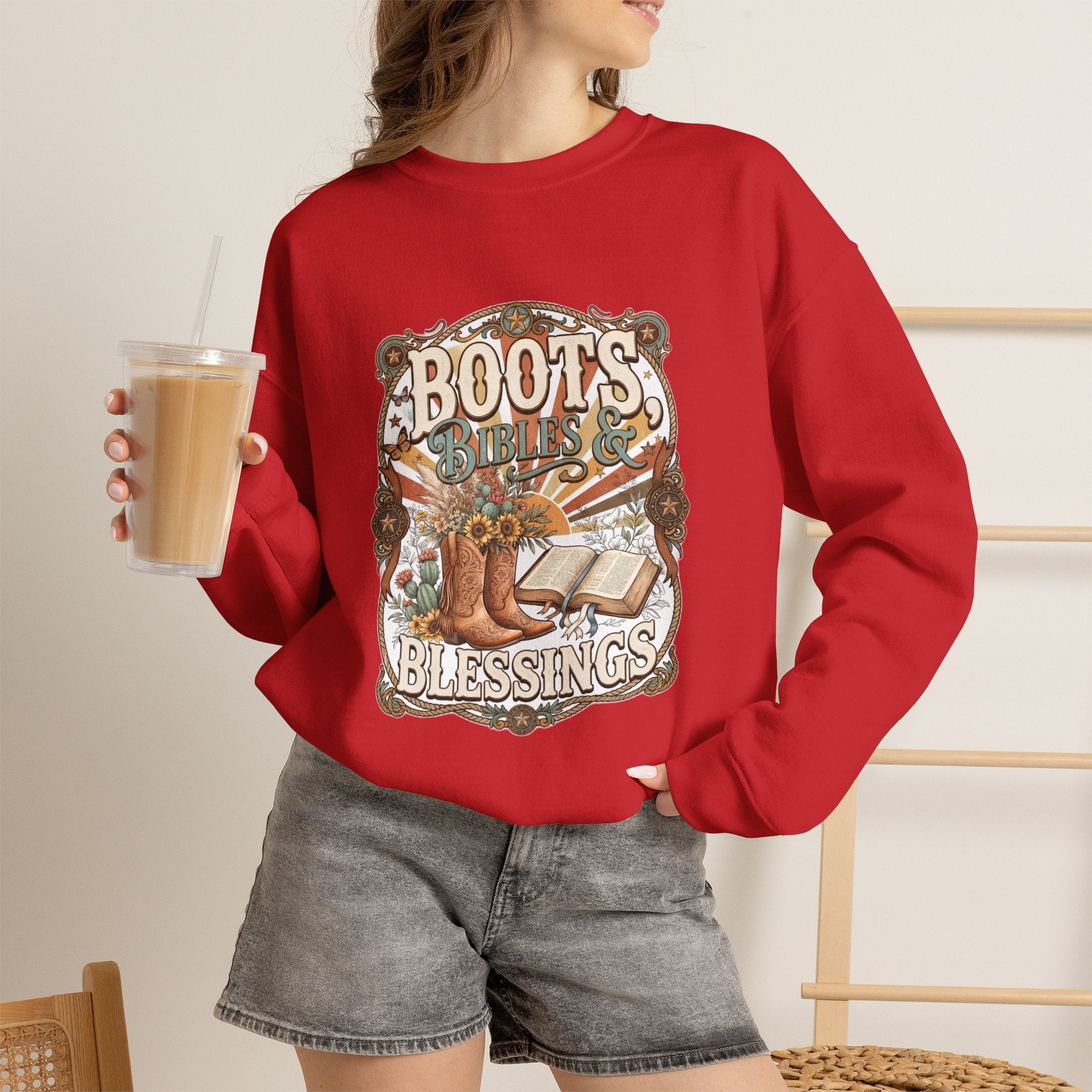 Boots, Bibles & Blessings Crewneck Sweatshirt