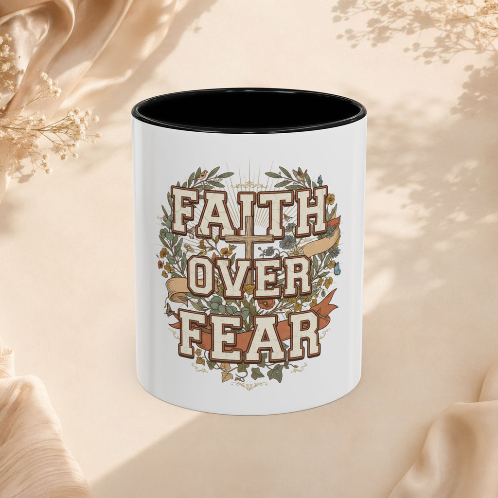 Faith Over Fear Accent Coffee Mug (11, 15oz)