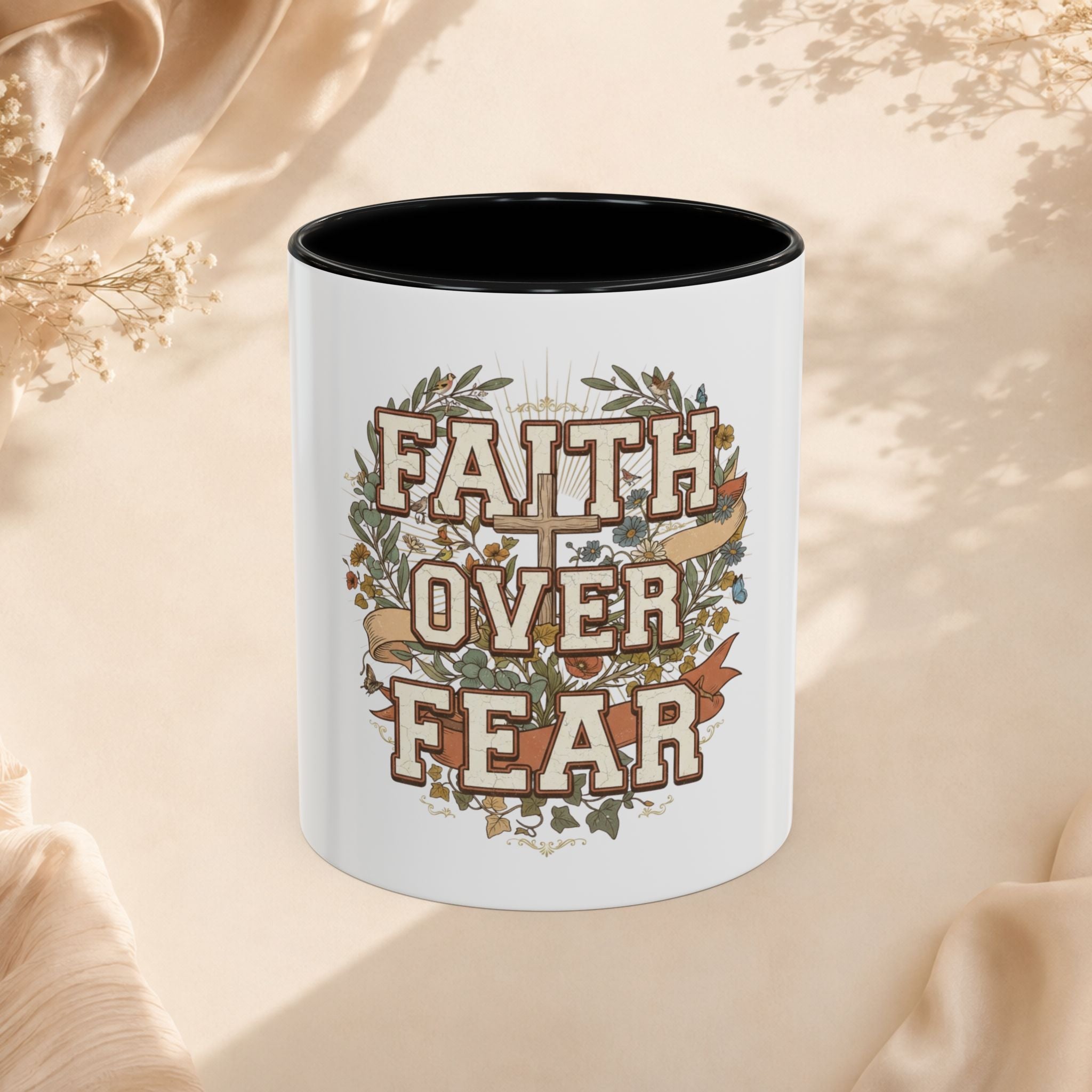 Faith Over Fear Accent Coffee Mug (11, 15oz)