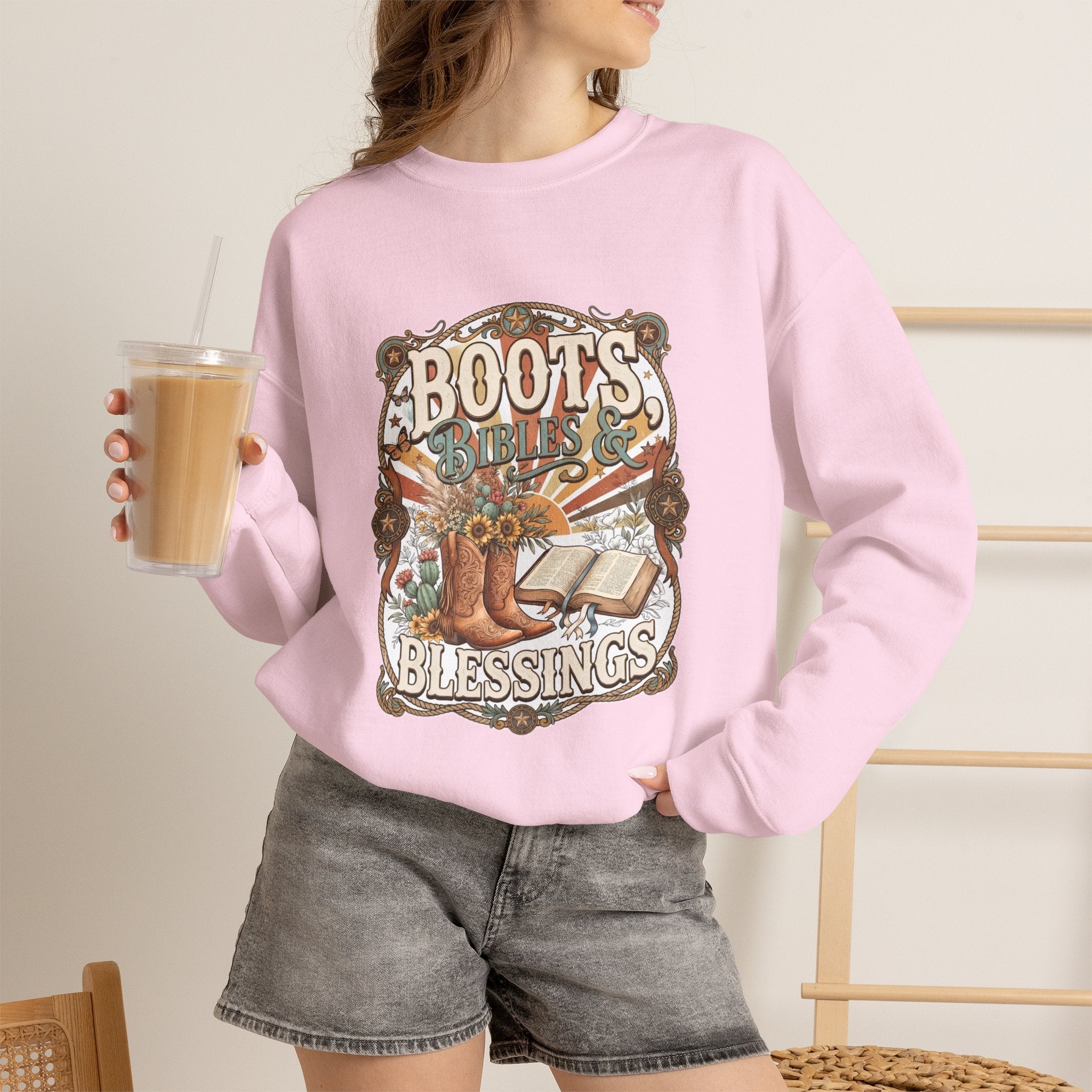 Boots, Bibles & Blessings Crewneck Sweatshirt