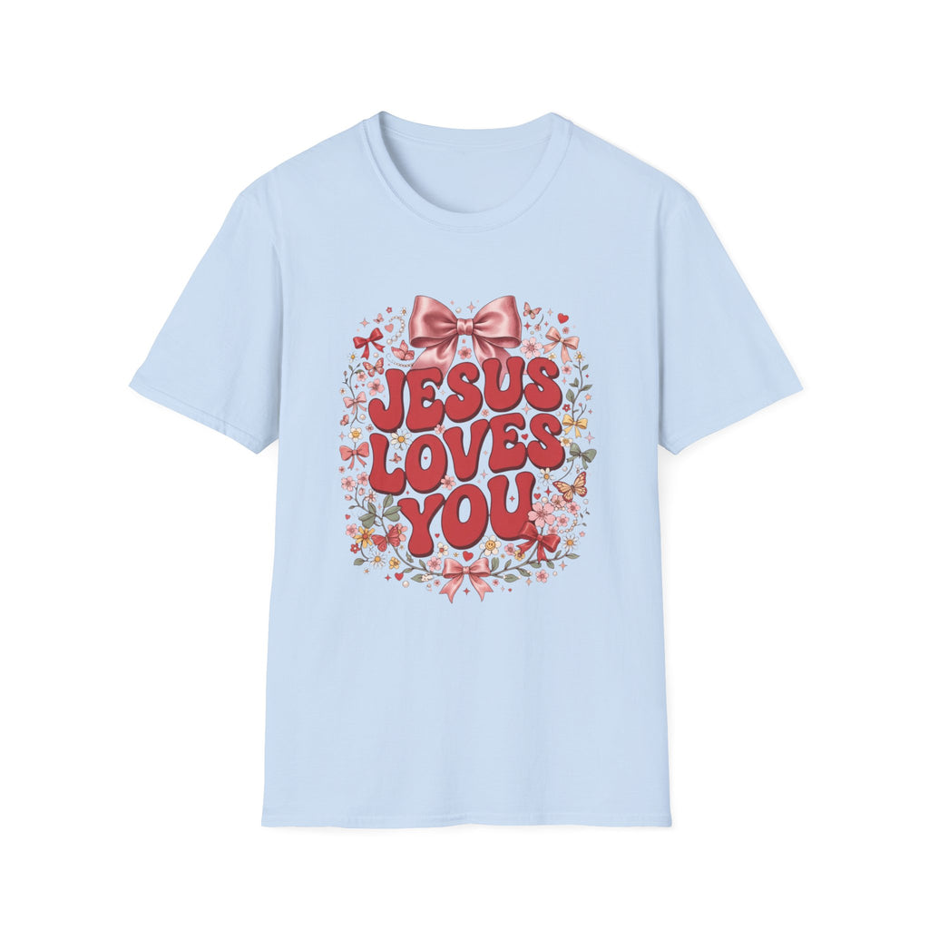Jesus Loves You T-Shirt — Floral Bow Faith Tee