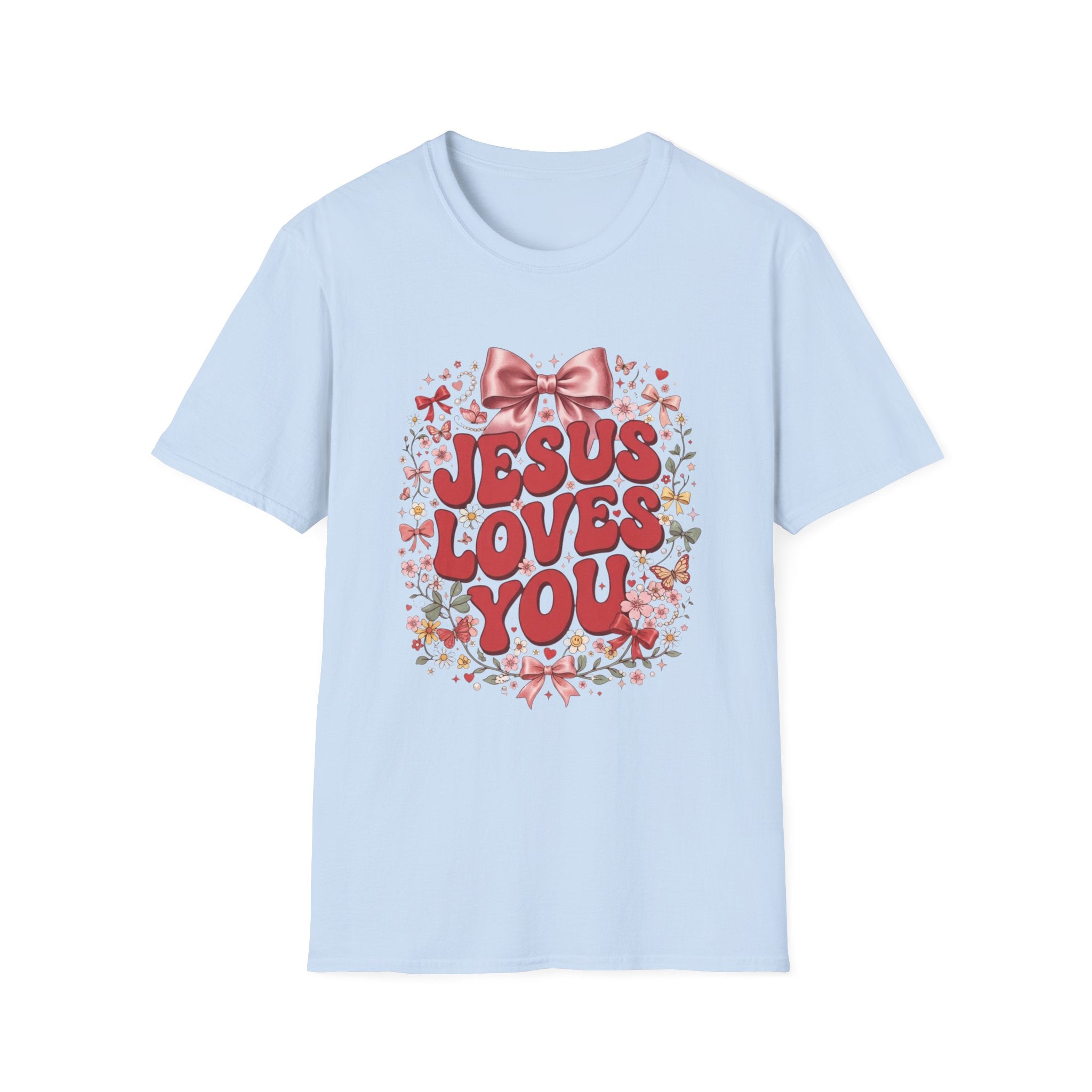 Jesus Loves You T-Shirt — Floral Bow Faith Tee