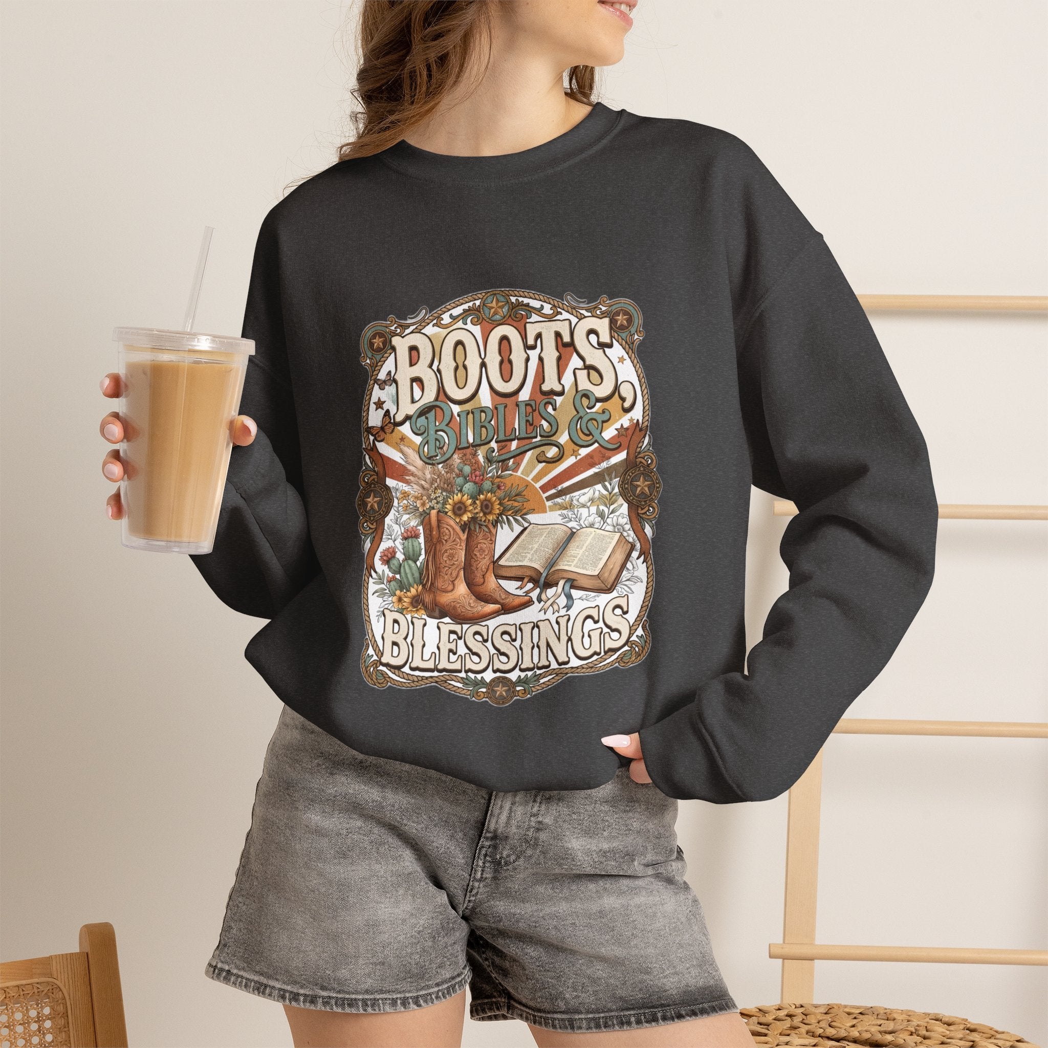 Boots, Bibles & Blessings Crewneck Sweatshirt
