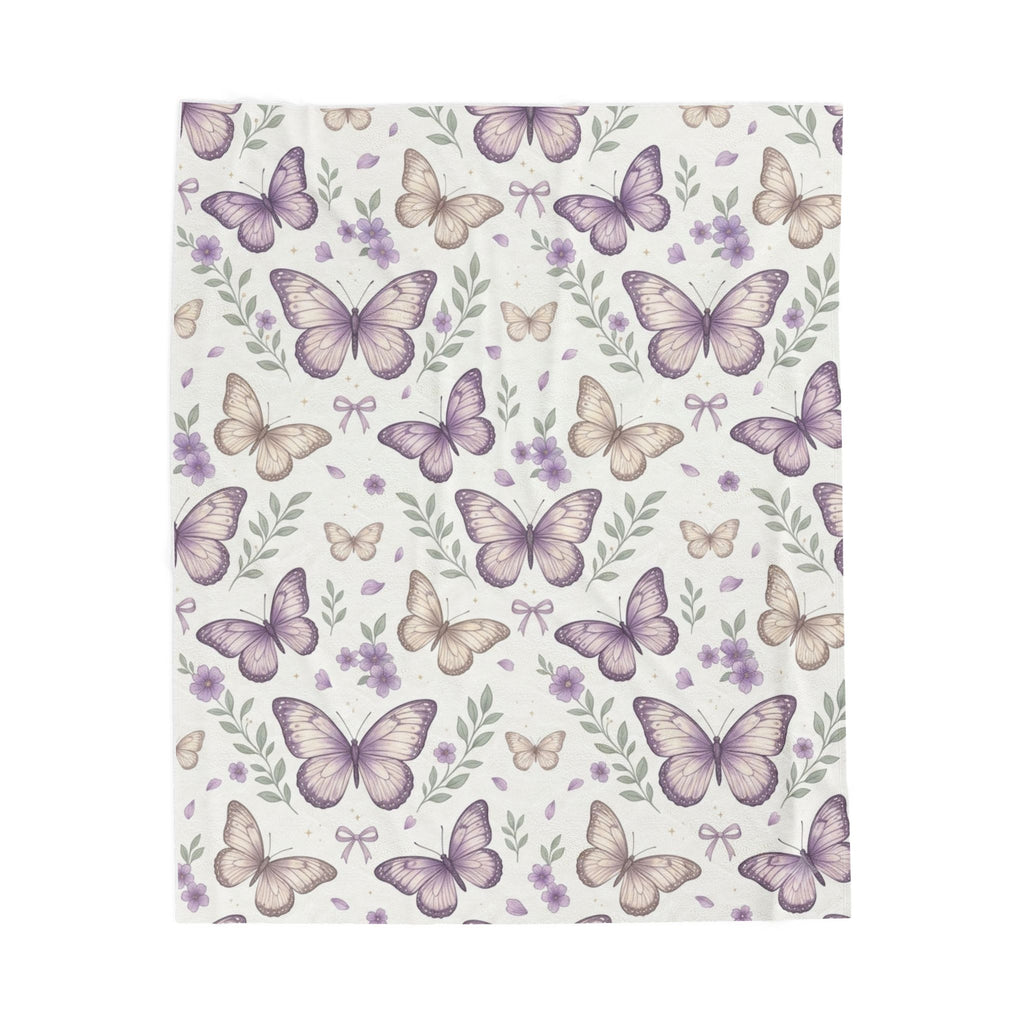 Butterfly Velveteen Plush Blanket — Lavender Floral Throw for Cozy Bedrooms & Gifts
