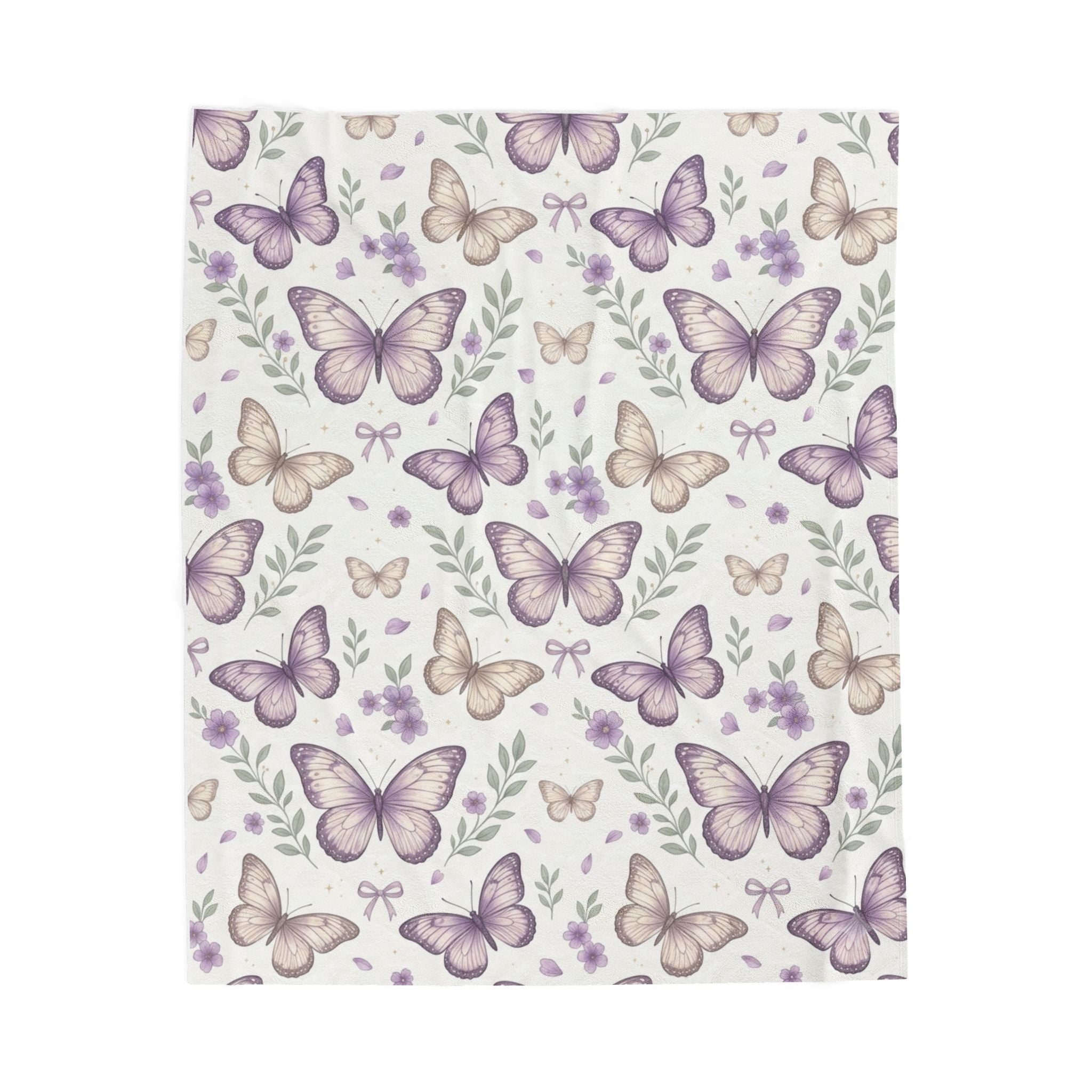 Butterfly Velveteen Plush Blanket — Lavender Floral Throw for Cozy Bedrooms & Gifts