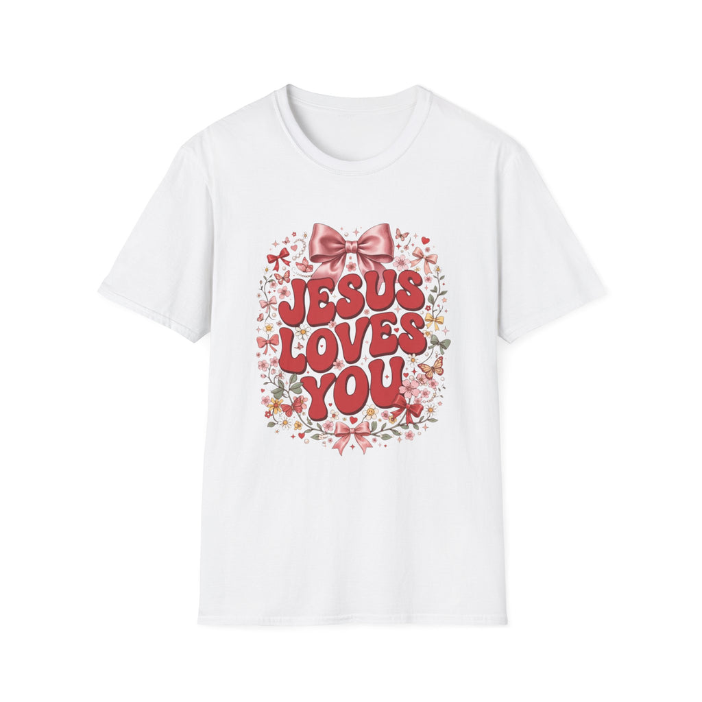 Jesus Loves You T-Shirt — Floral Bow Faith Tee
