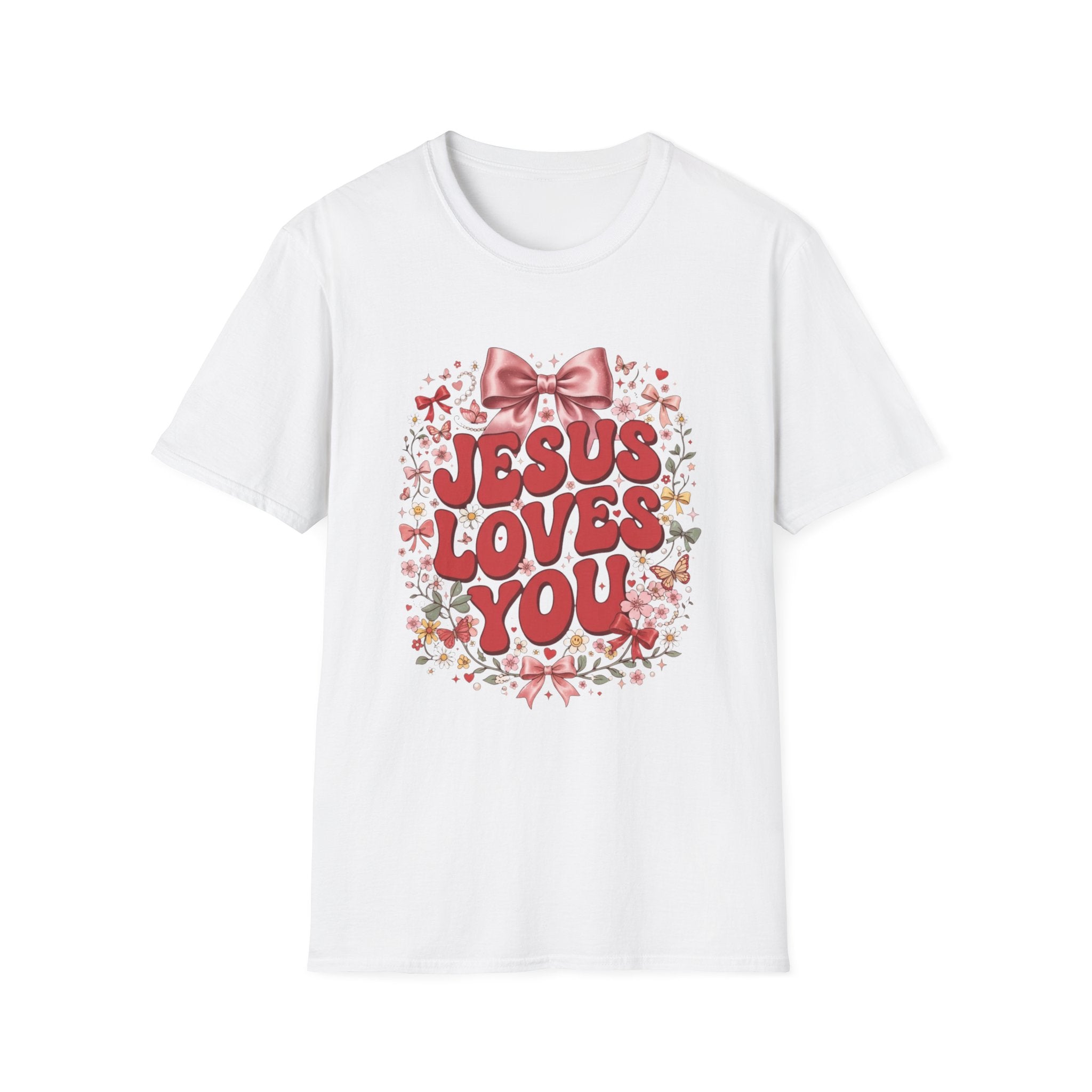 Jesus Loves You T-Shirt — Floral Bow Faith Tee
