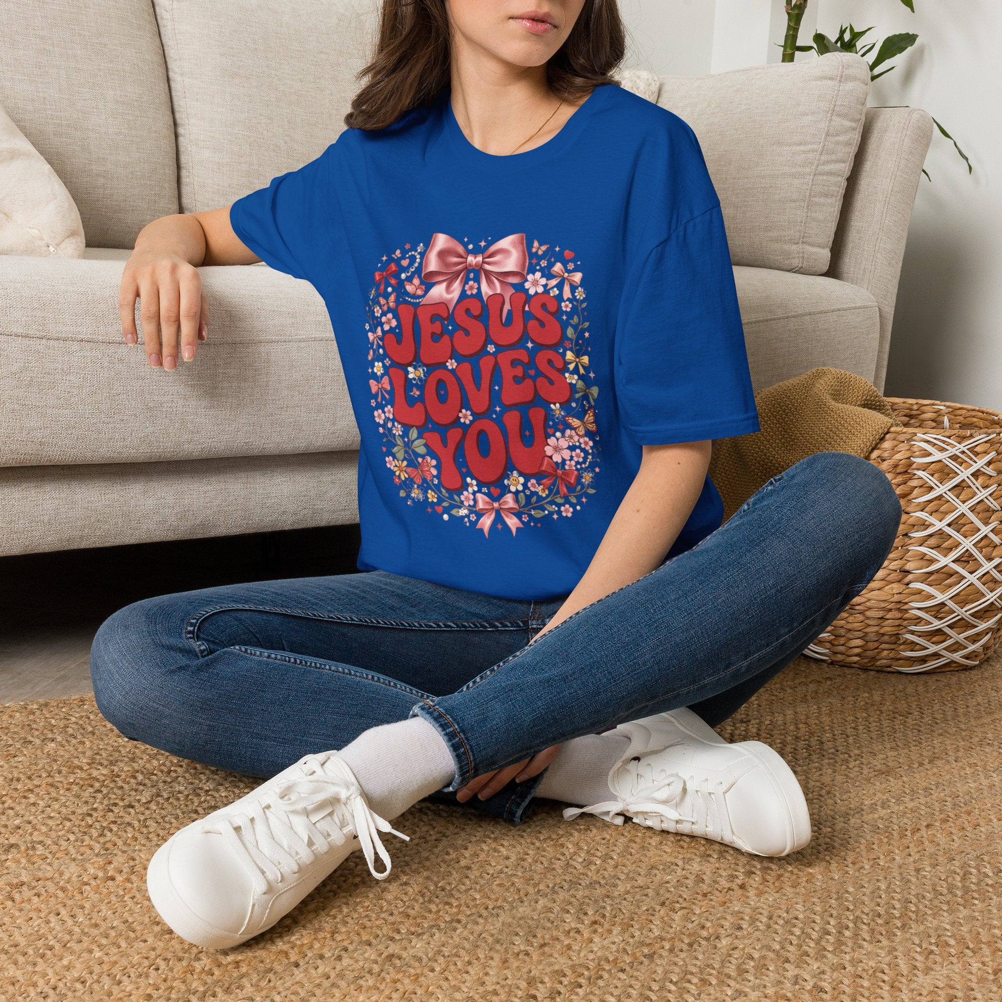 Jesus Loves You T-Shirt — Floral Bow Faith Tee