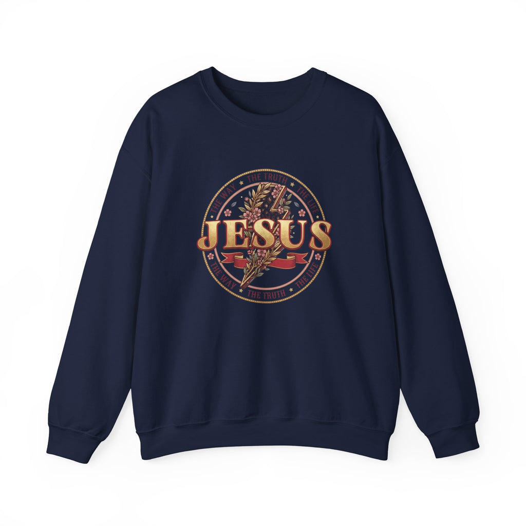 Jesus The Way The Truth The Life Sweatshirt | Christian Crewneck | Faith-Based Unisex Sweatshirt