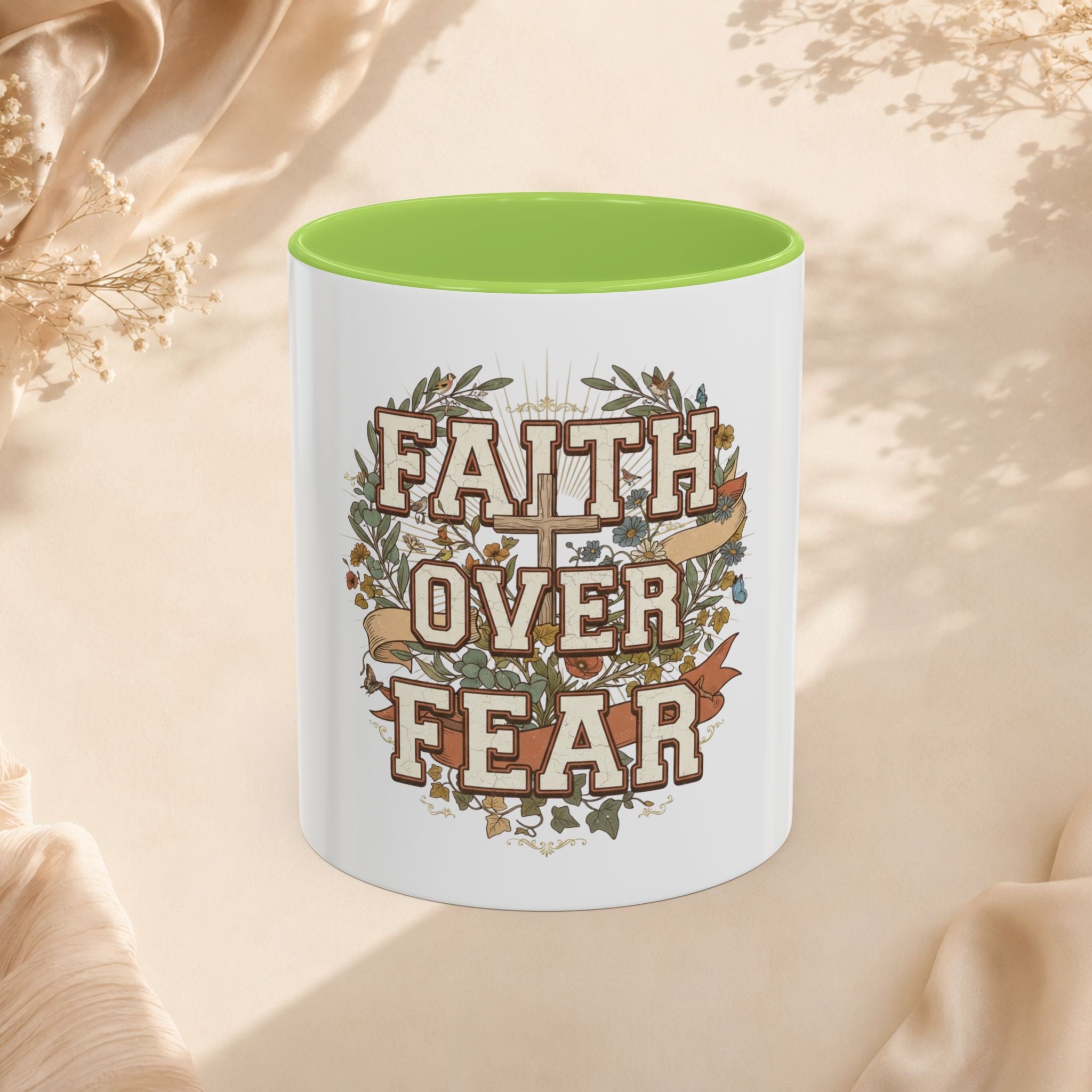 Faith Over Fear Accent Coffee Mug (11, 15oz)