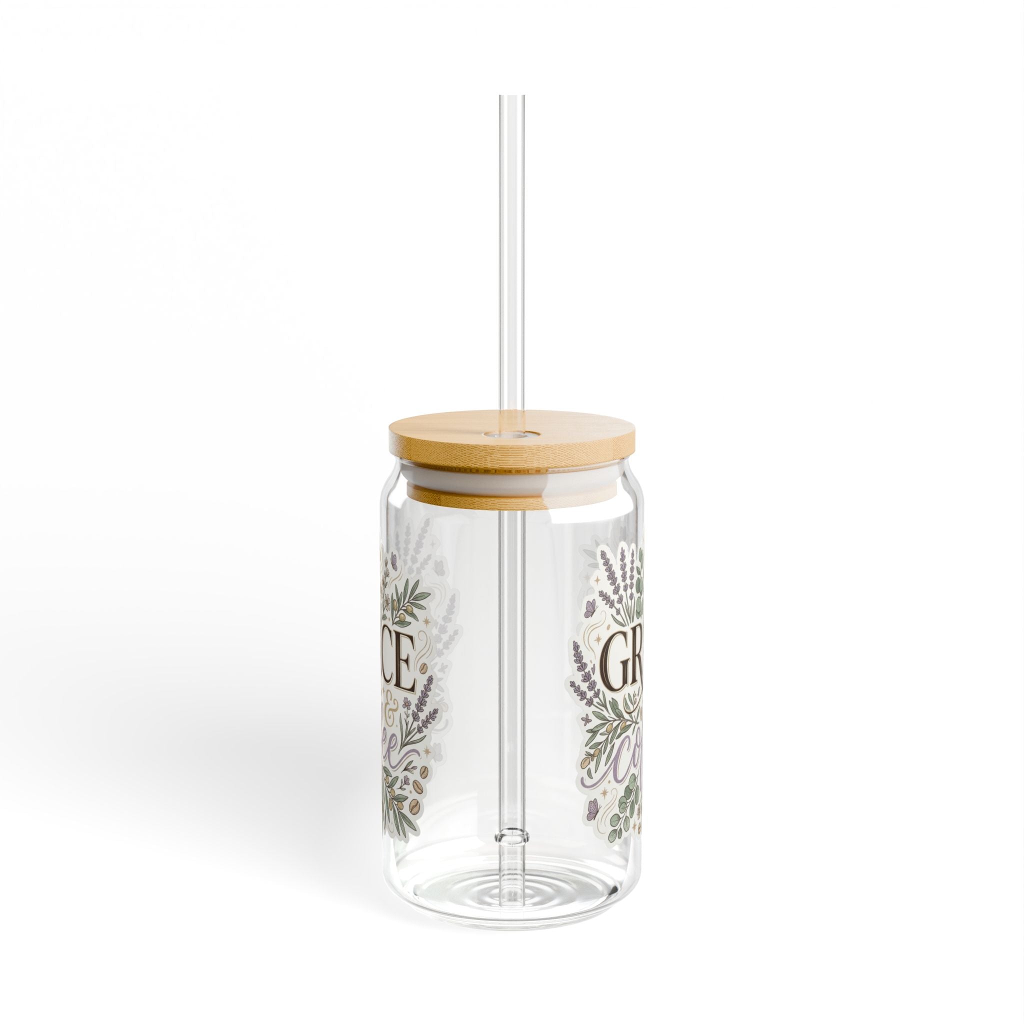Grace & Coffee Sipper Glass, 16oz
