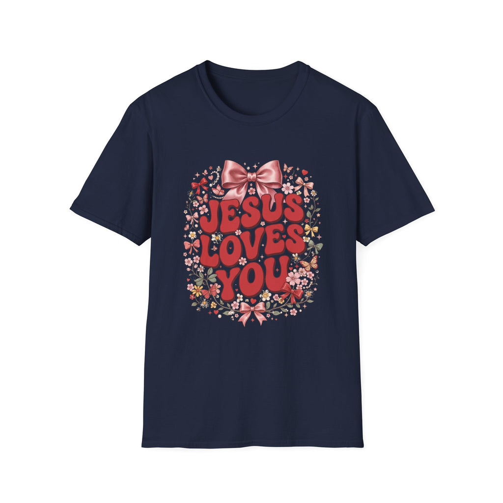 Jesus Loves You T-Shirt — Floral Bow Faith Tee