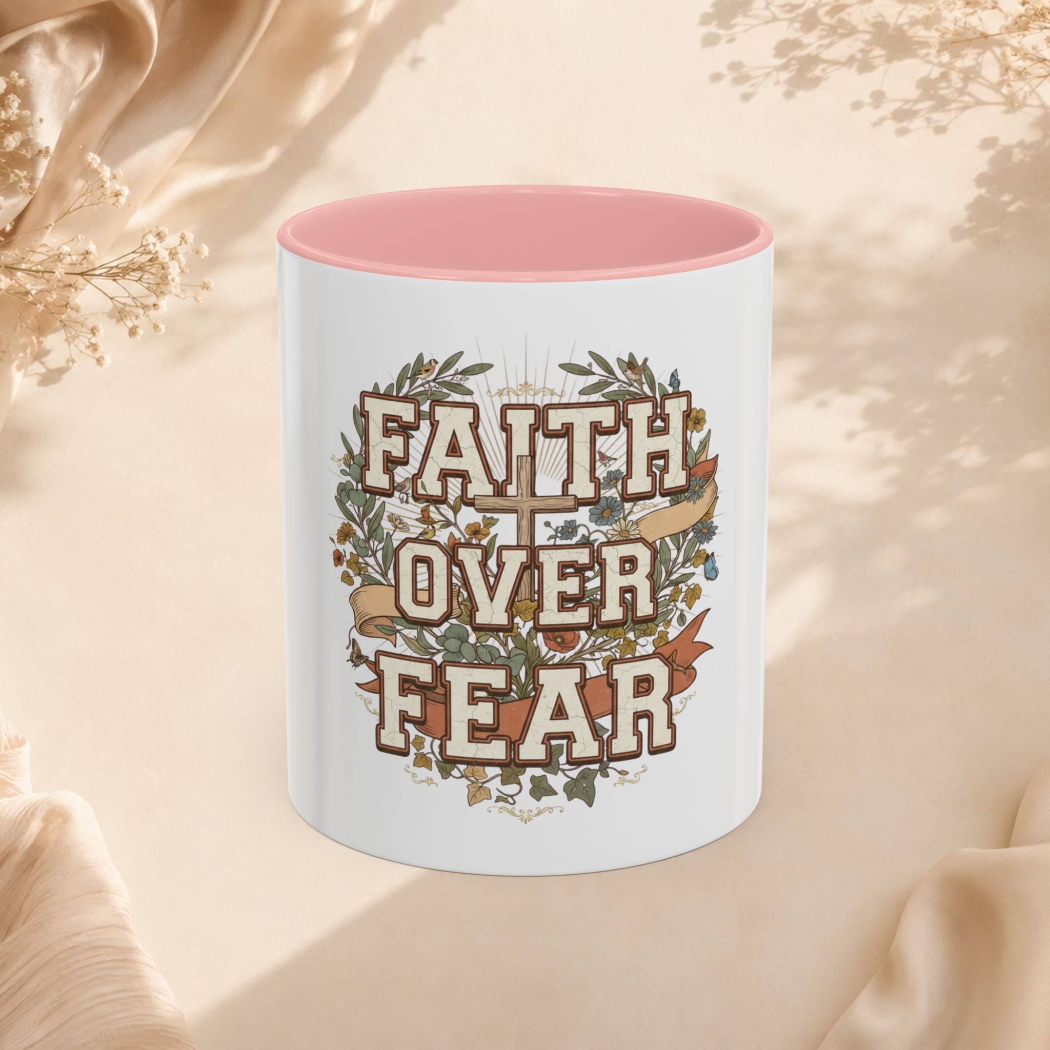 Faith Over Fear Accent Coffee Mug (11, 15oz)