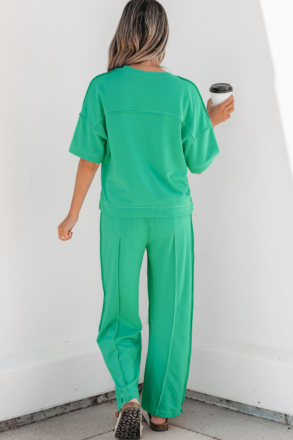 Sky Blue Drop Shoulder Boxy Tee and Barrel Pants Set