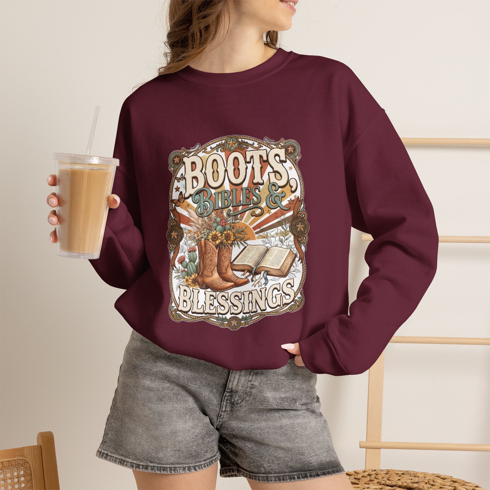 Boots, Bibles & Blessings Crewneck Sweatshirt