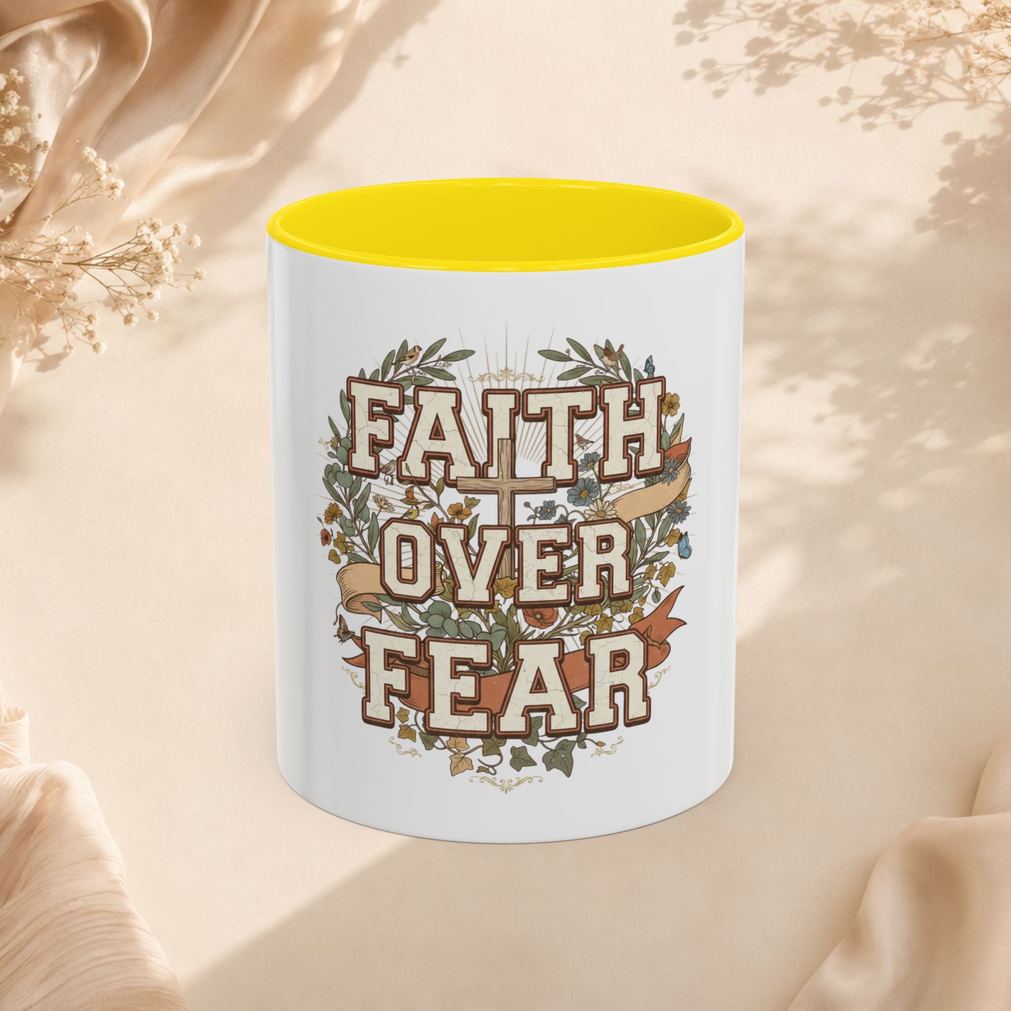Faith Over Fear Accent Coffee Mug (11, 15oz)