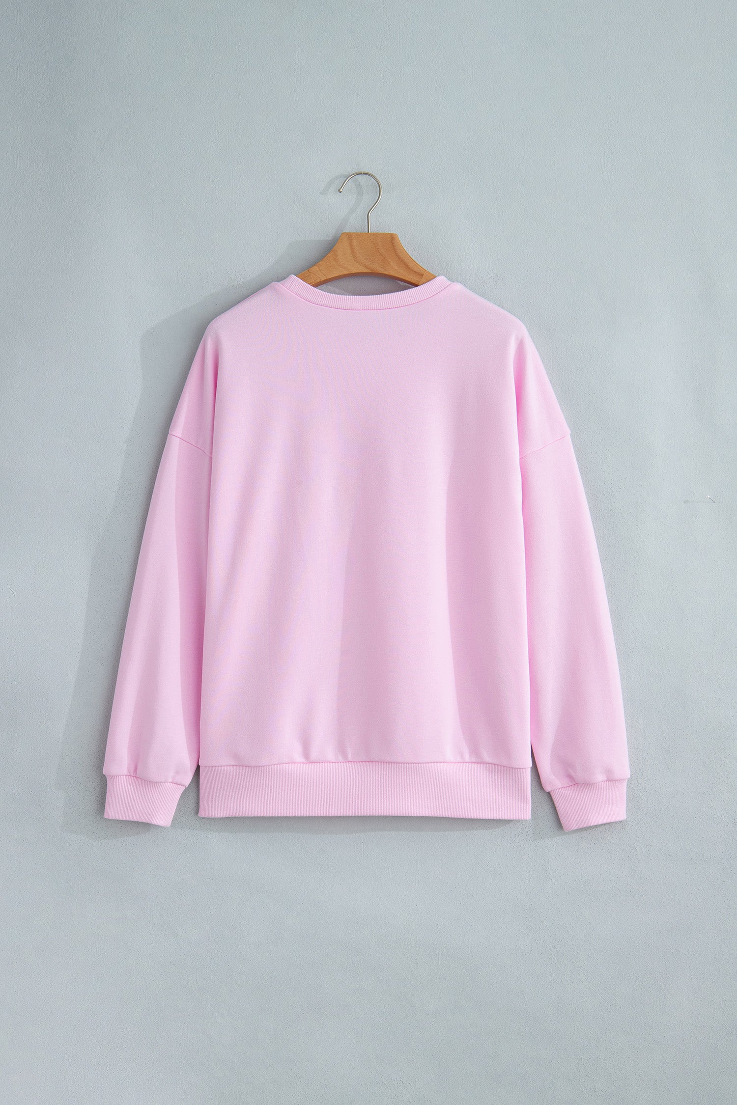Pink Patchwork Stars Plaid Unique Floral Letters Baggy Sweatshirt